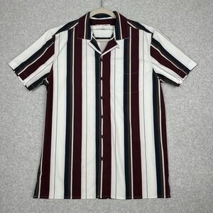 BearBottom Camp Shirt Mens M‎ Multi Striped Button Up Short Sleeve Loop Collar